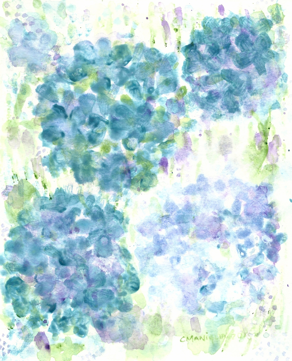Using my Filbert brush: Blue Hydrangea – Sand Salt Moon