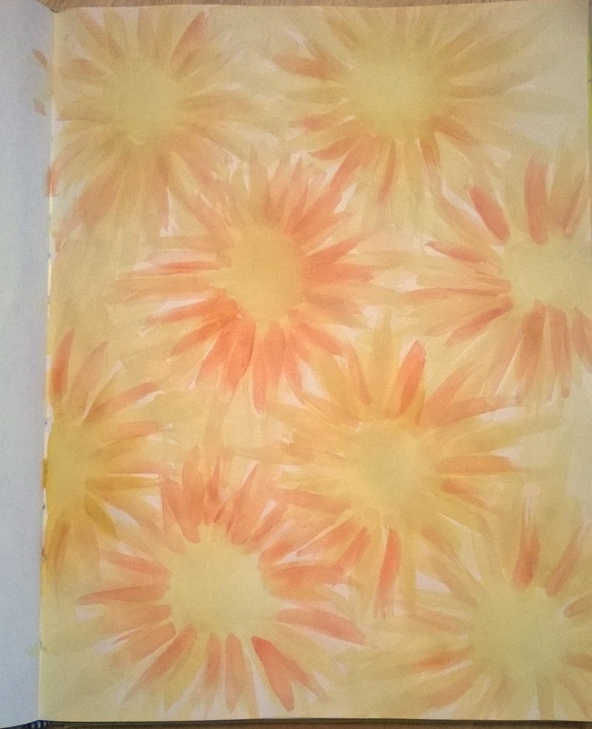 Yellow suns- watercolor, Cynthia Maniglia 2015