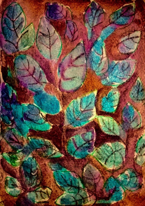 "Metallic Leaves" ~ metallic watercolor on Khadi rough paper, ‪#‎WorldWatercolorMonth‬ Day 22/31