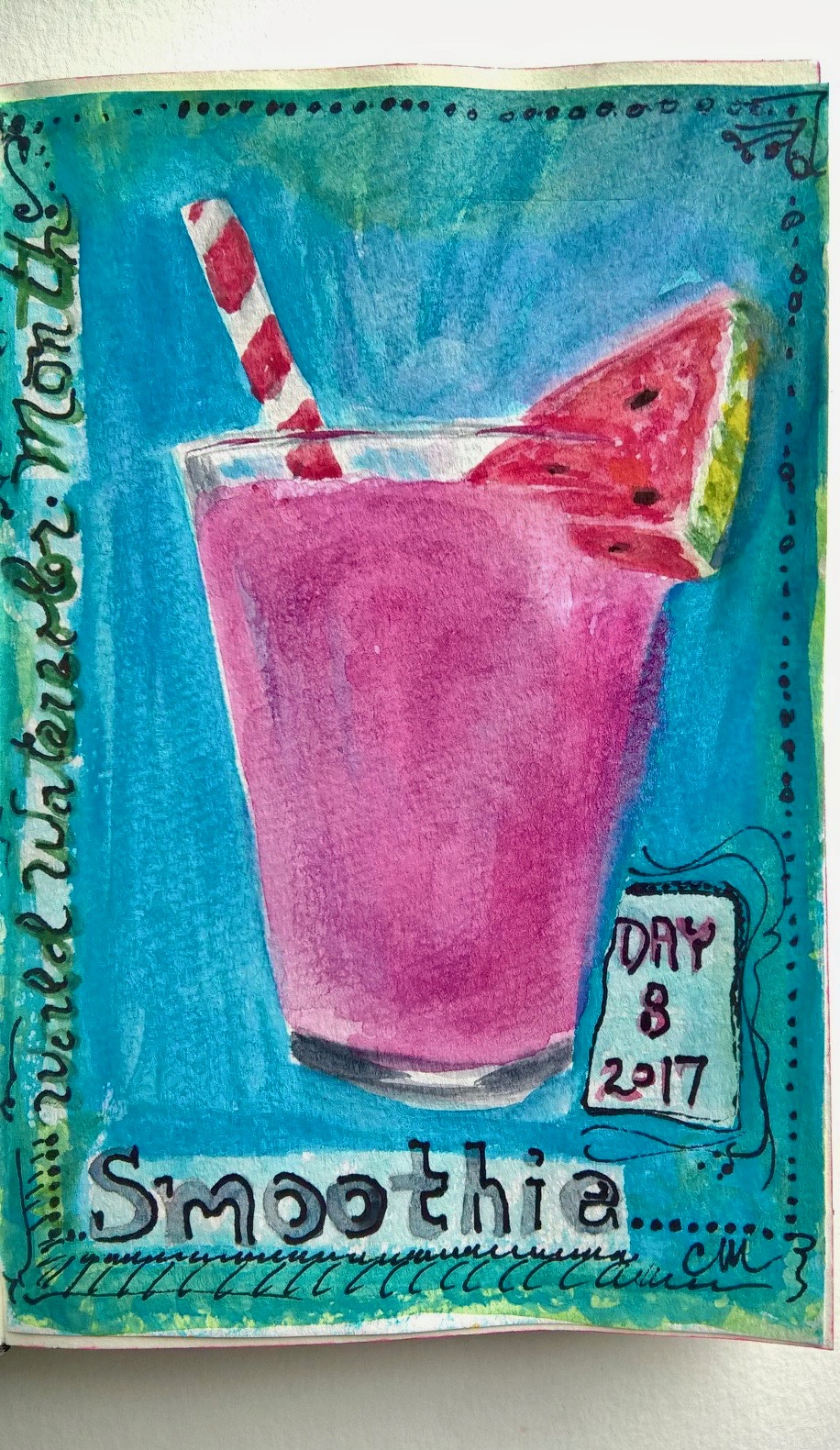 watermelon smoothie watercolor by Cynthia Maniglia.jpg