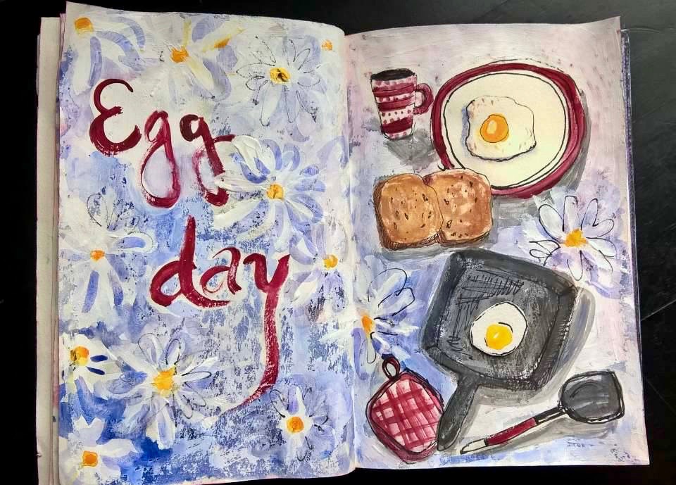 Egg Day journal:sketchbook pages - Cynthia Maniglia - gouache